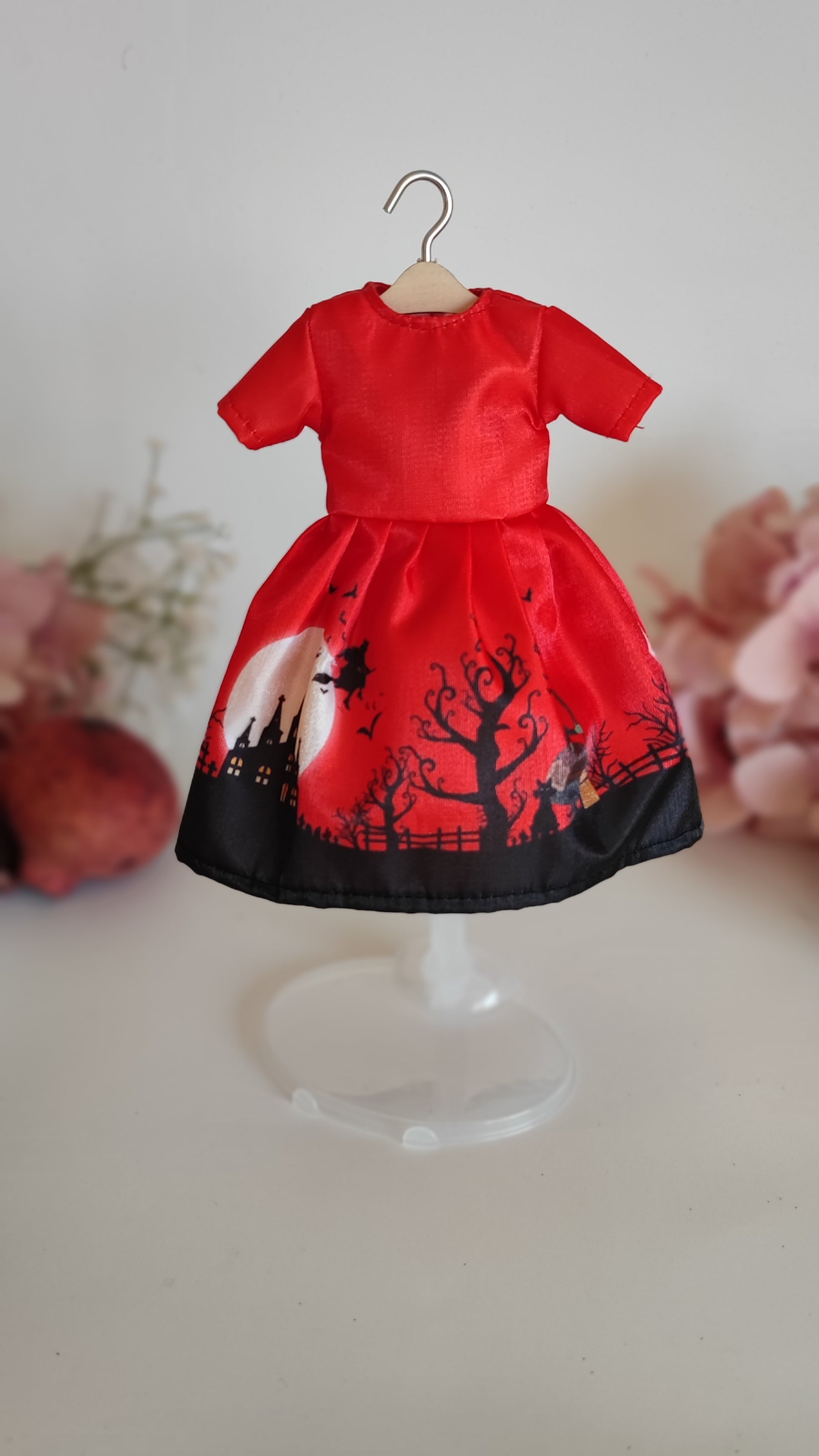 Vestido de muñeca hechicera rojo Drimydolls