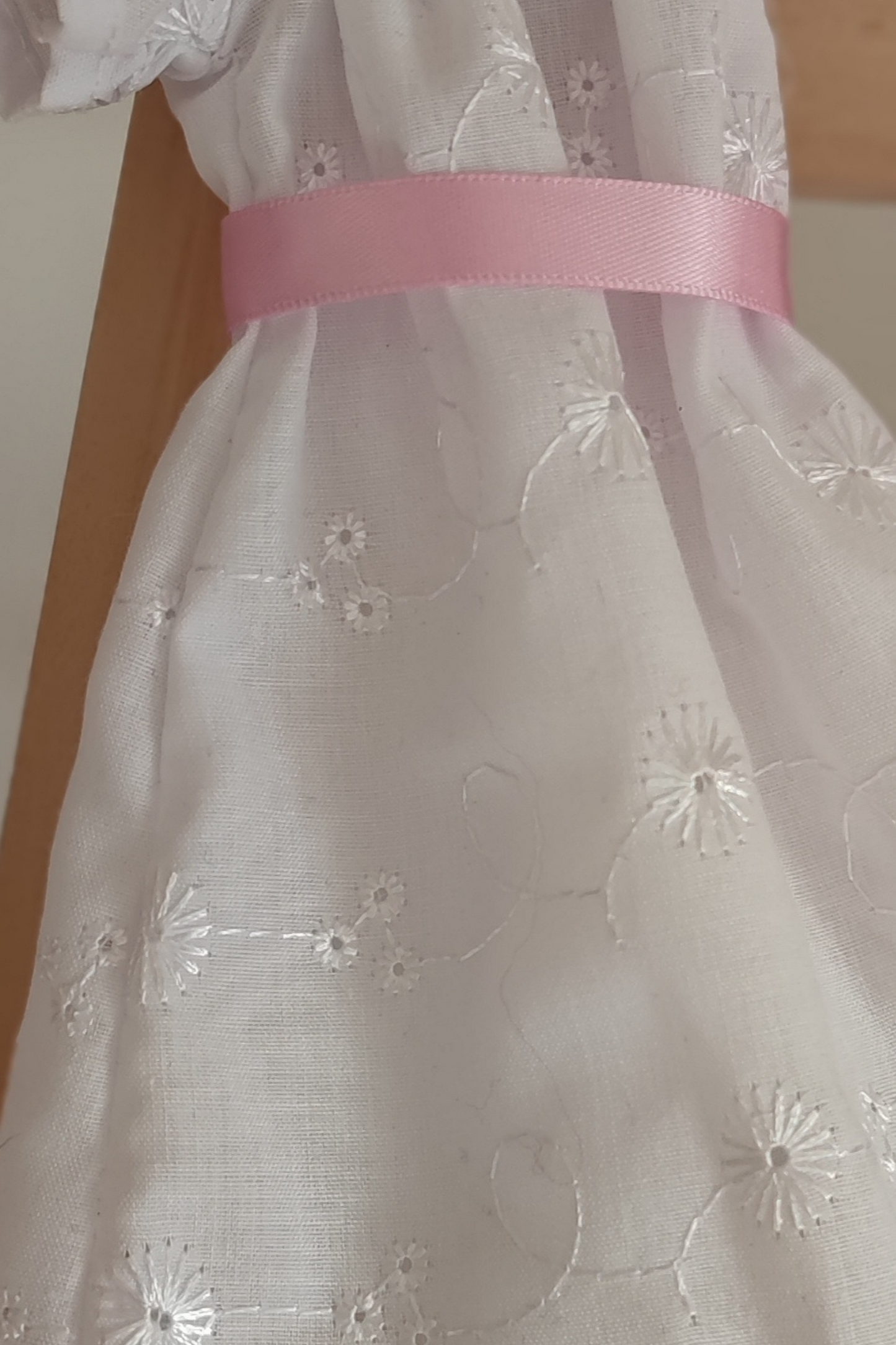 White doll dress with embroidery
